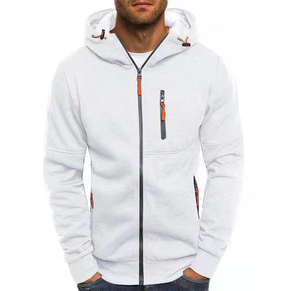 Men's Casual Zipper Hooded Sweater | Solid Color Sports Jacket