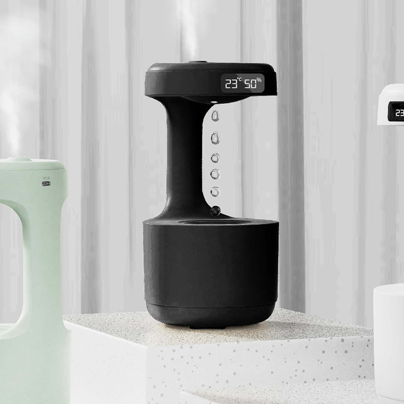 Anti-Gravity Humidifier with Clock | Water Drop Aroma Diffuser