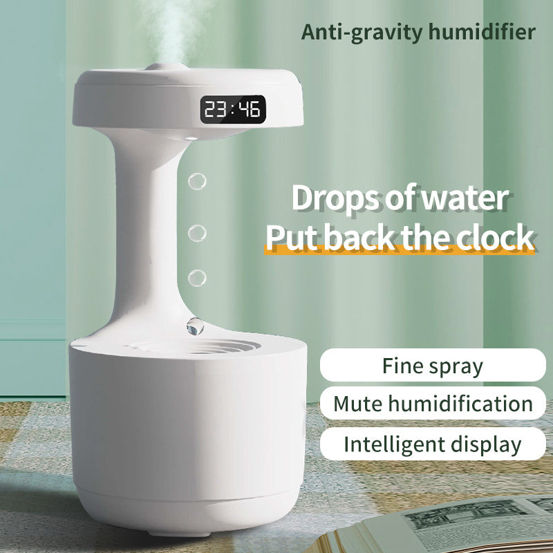 Anti-Gravity Humidifier with Clock | Water Drop Aroma Diffuser