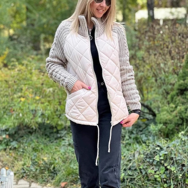 Women's Winter Stand Collar Cotton Jacket | Knitted Zipper Coat