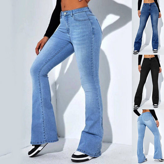 Women’s High-Waist Flared Jeans – Slim Fit Stretch Casual Pants