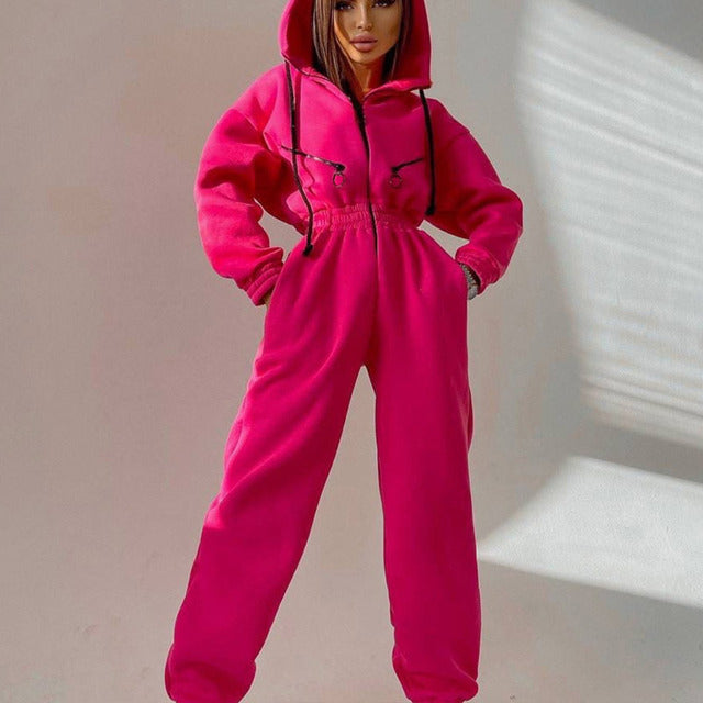 Women's Casual Two-Piece Hoodie Set | Zipper & Drawstring Outfit