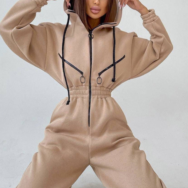 Women's Casual Two-Piece Hoodie Set | Zipper & Drawstring Outfit