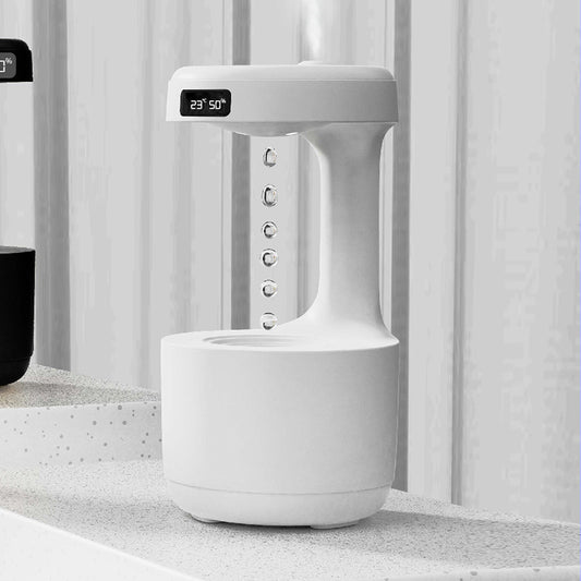 Anti-Gravity Humidifier with Clock | Water Drop Aroma Diffuser