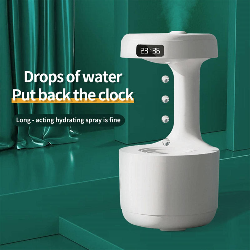 Anti-Gravity Humidifier with Clock | Water Drop Aroma Diffuser