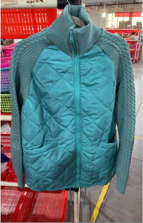 Women's Winter Stand Collar Cotton Jacket | Knitted Zipper Coat