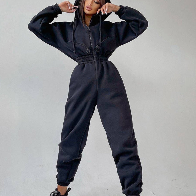 Women's Casual Two-Piece Hoodie Set | Zipper & Drawstring Outfit